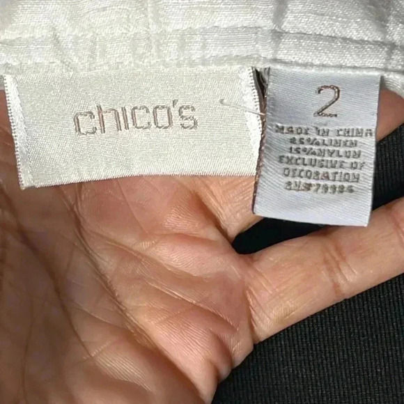 Chico’s White Linen Blend Open Front Cardigan Sheer Lightweight Jacket Size 2 - Picture 7 of 8